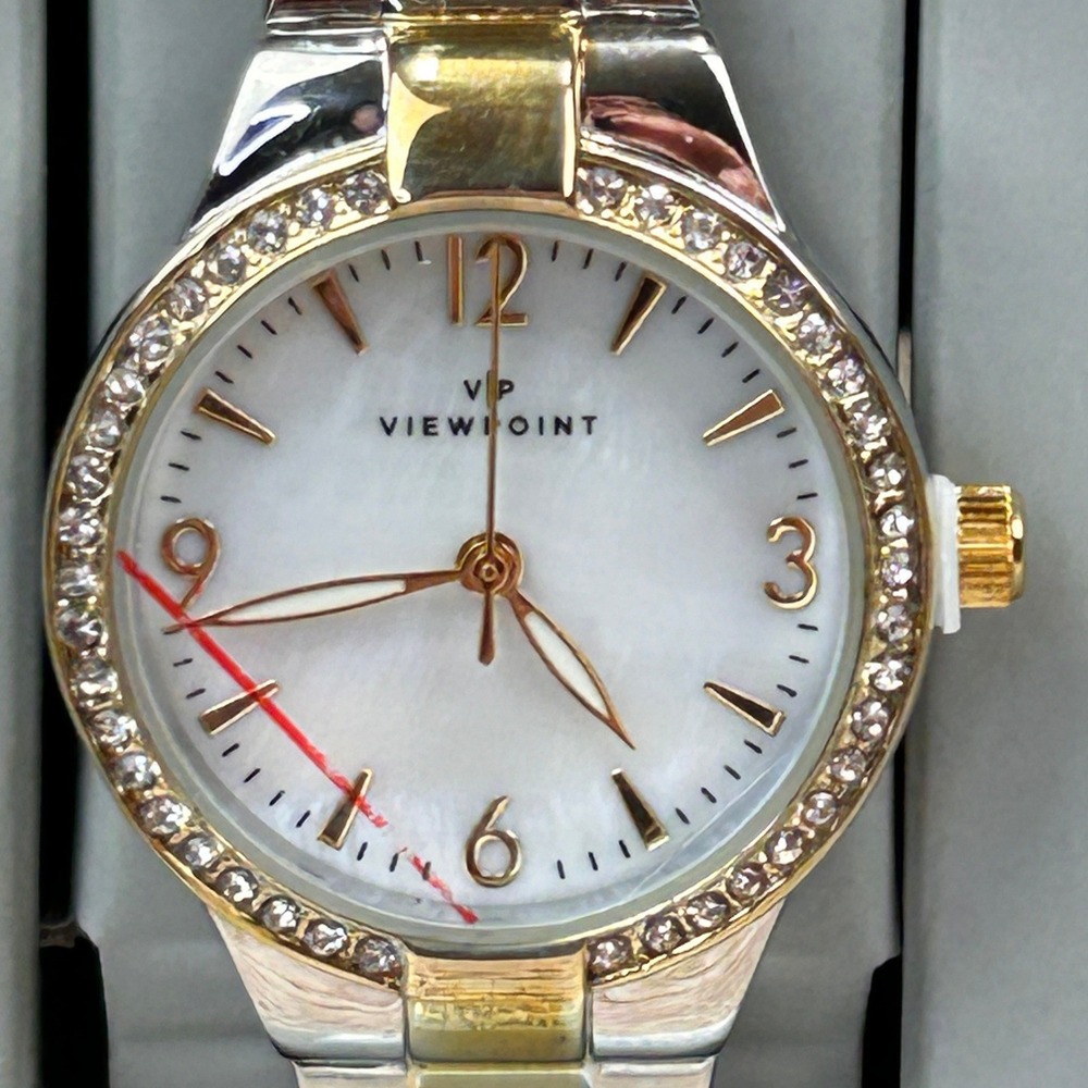 Timex Viewpoint Womens Two Tone Expansion Band Watch Crystal Bezel CC3D85800 NEW